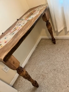 Live Edge Tupelo White River Table with Flowers