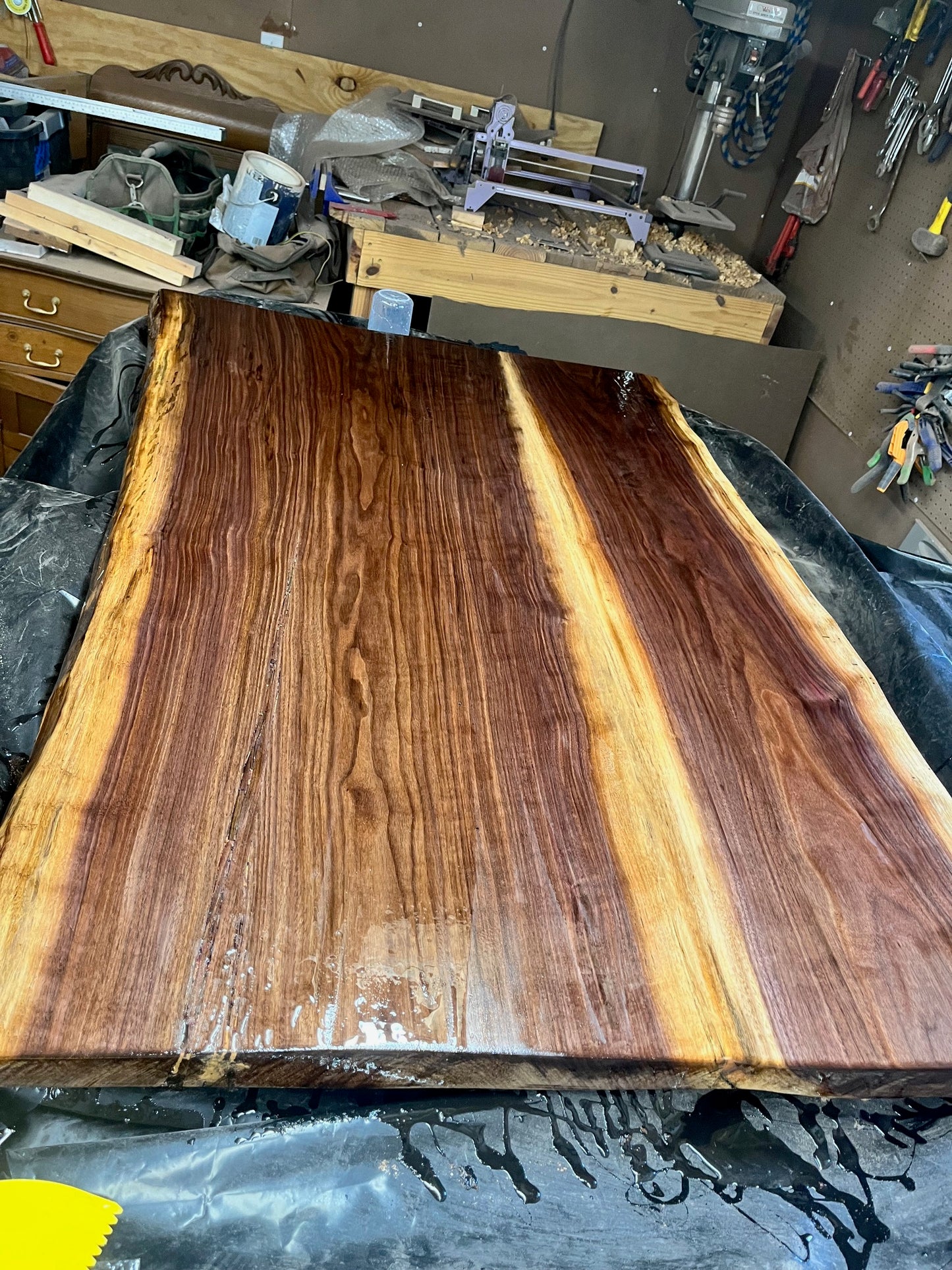 Black Walnut Live Edge Dinning Table.