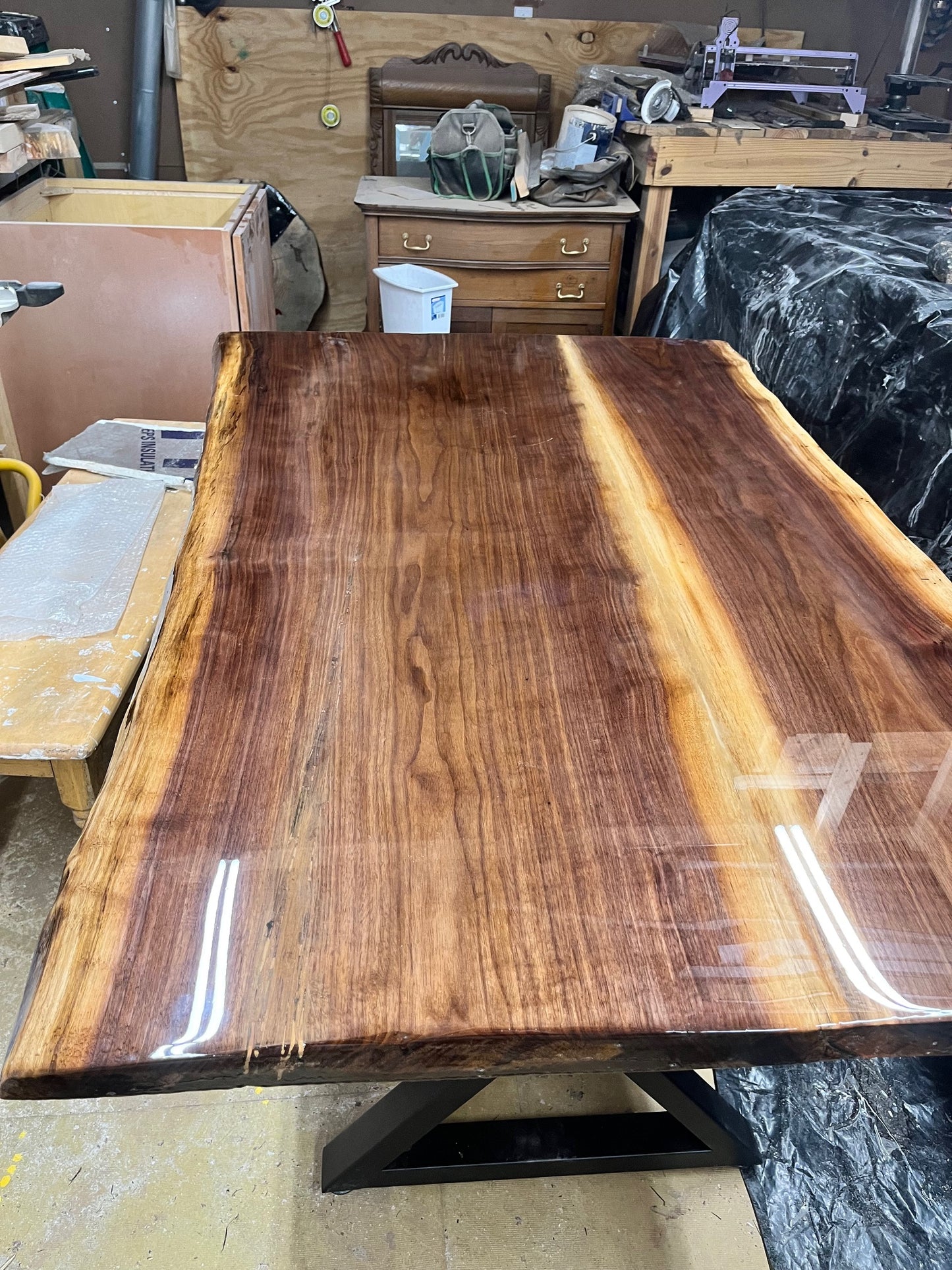 Black Walnut Live Edge Dinning Table.