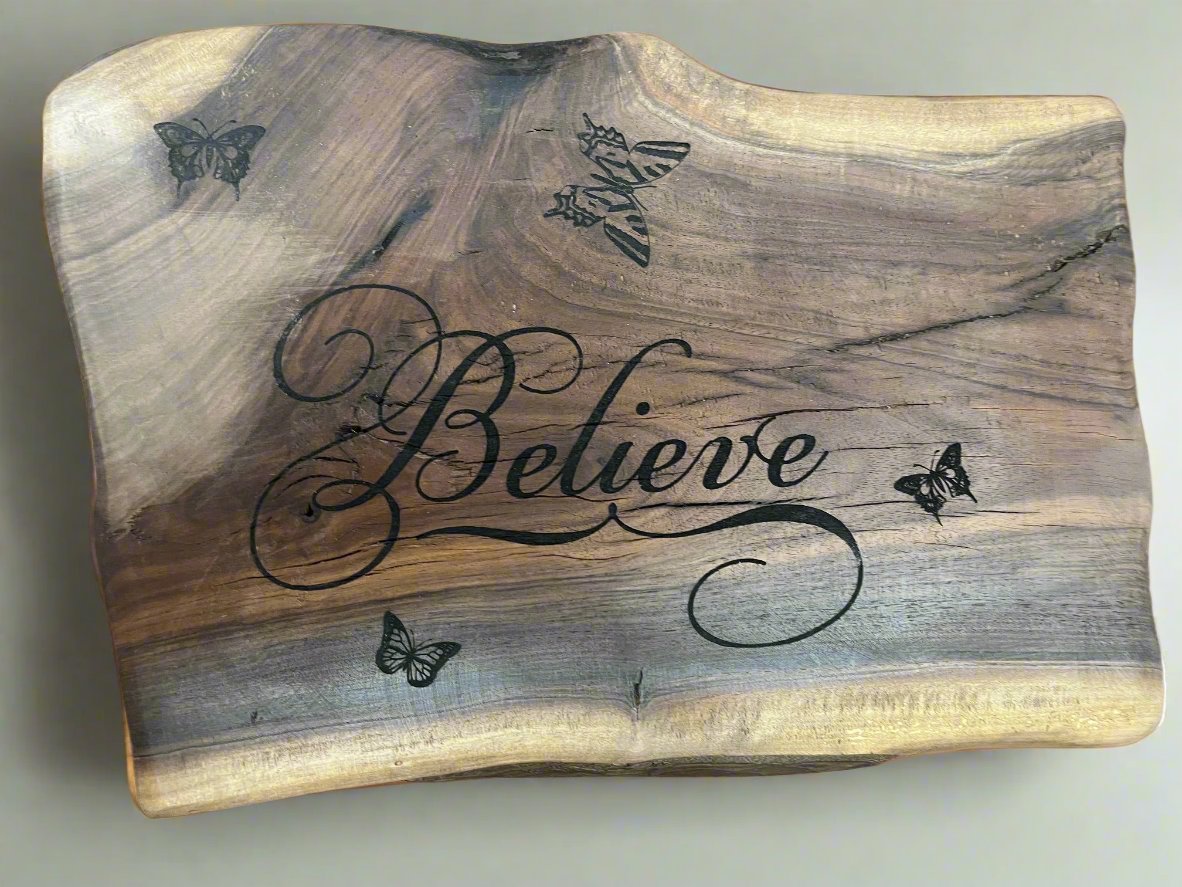 BELIEVE Plaque with 3 butterflies.